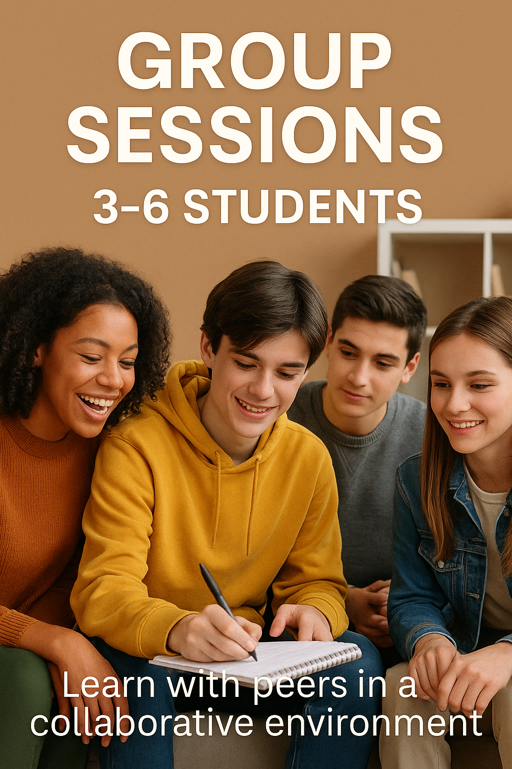 Group learning session - 3-6 students learning together in a collaborative environment